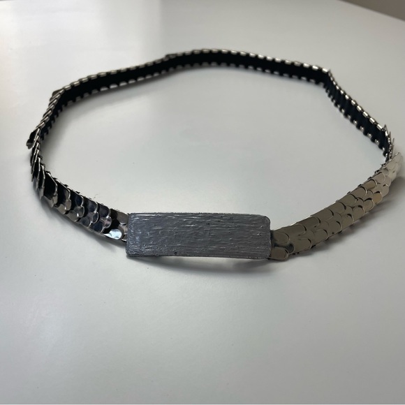 Vintage 80s Silver Toned Stretch Scale Waist Belt - Picture 11 of 12